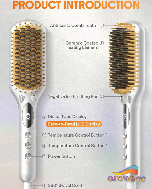 SHEGLAM HAIR Silver Yellow Sleek Chic Triple Grip Straightening Brush