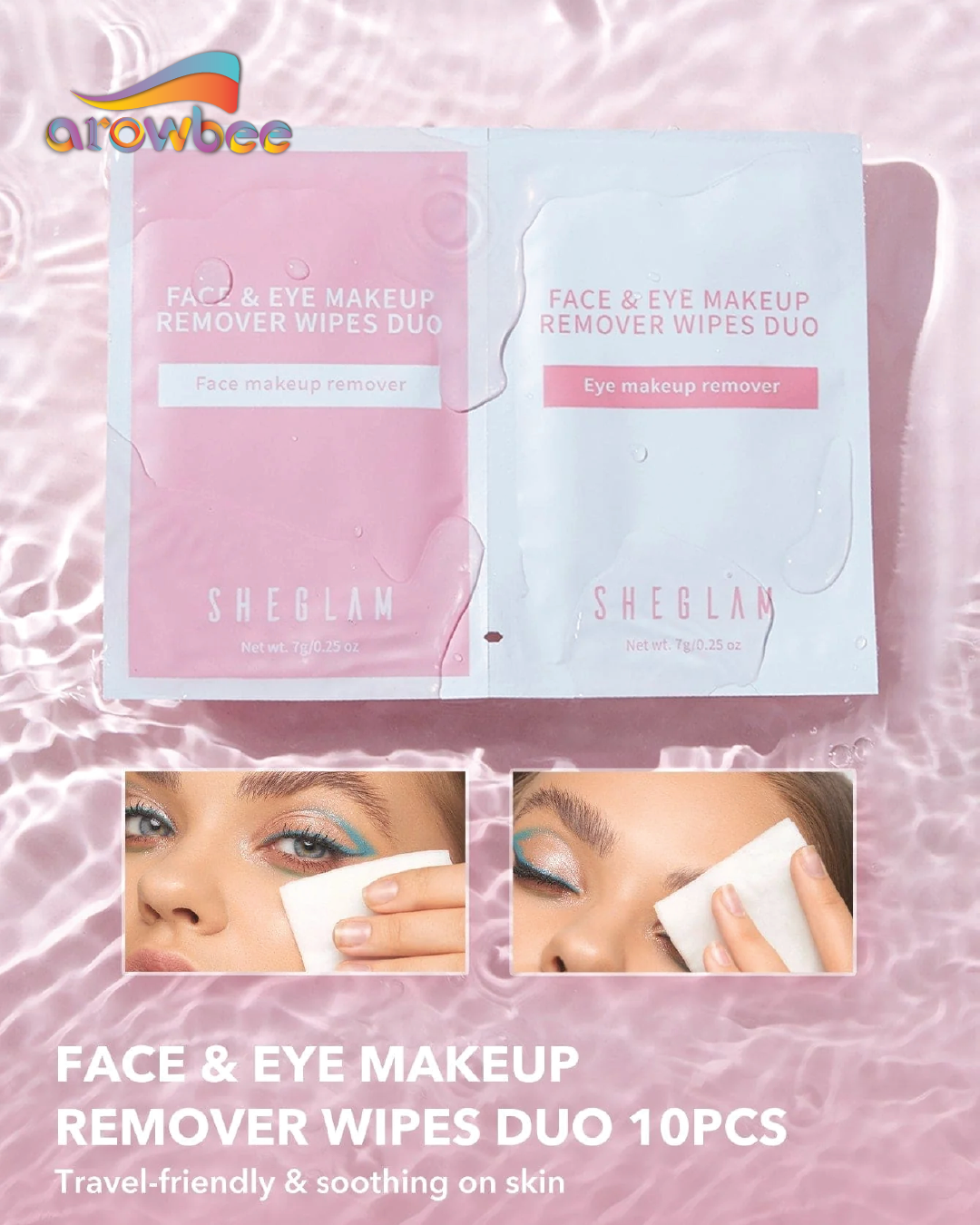 SHEGLAM Face & Eye Makeup Remover Wipes Duo10pcs