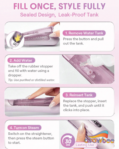 SHEGLAM HAIR Hydra Shot Steam Straightening Brush Pro