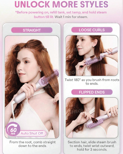 SHEGLAM HAIR Hydra Shot Steam Straightening Brush Pro