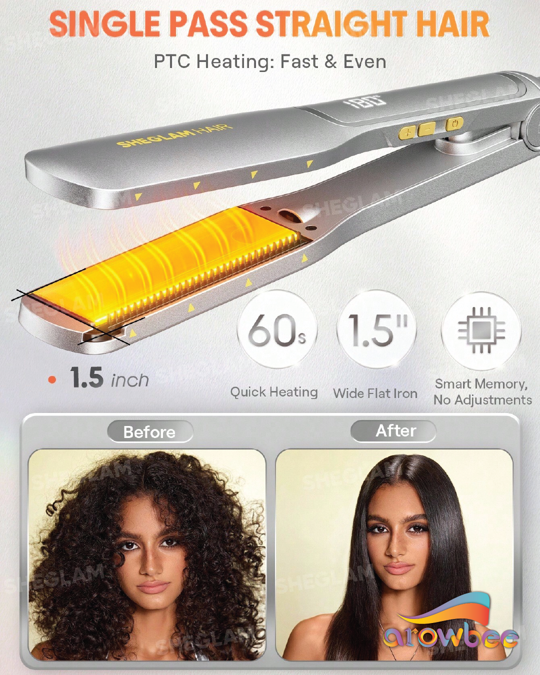 SHEGLAM HAIR Sleek Chic Wide Glide Straightener