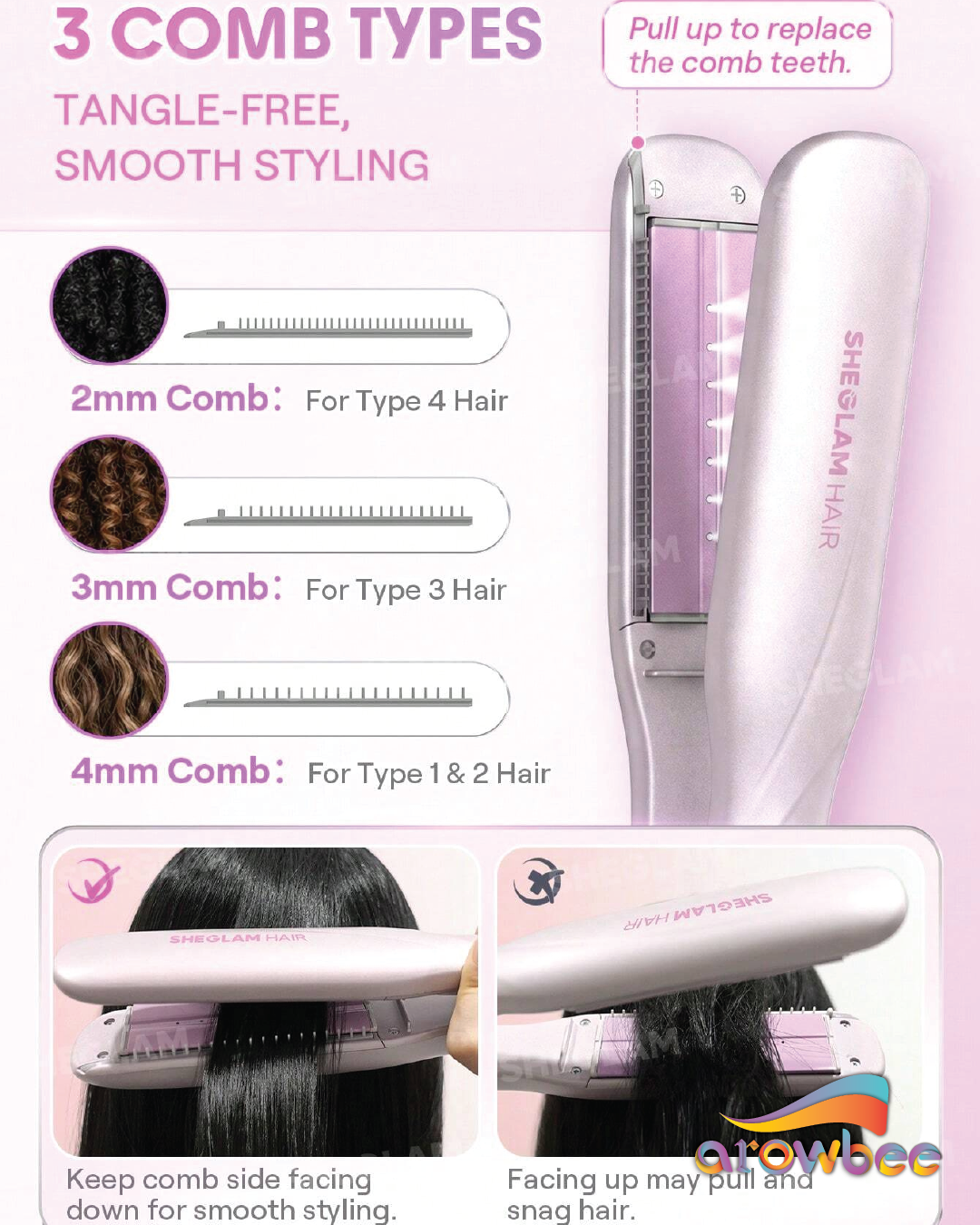 SHEGLAM HAIR Hydra Shot Steam Iron Pro, Straightener & Curler