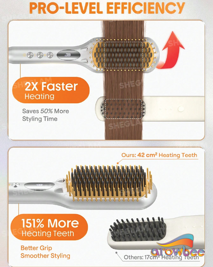 SHEGLAM HAIR Silver Yellow Sleek Chic Triple Grip Straightening Brush