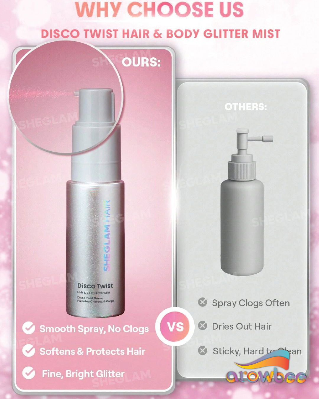 Sheglam Disco Twist Hair & Body Glitter Mist