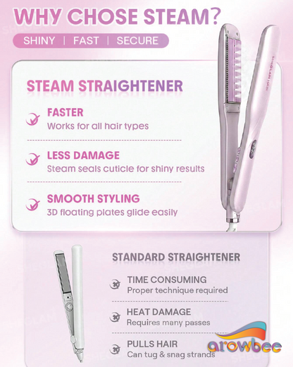 SHEGLAM HAIR Hydra Shot Steam Iron Pro, Straightener & Curler
