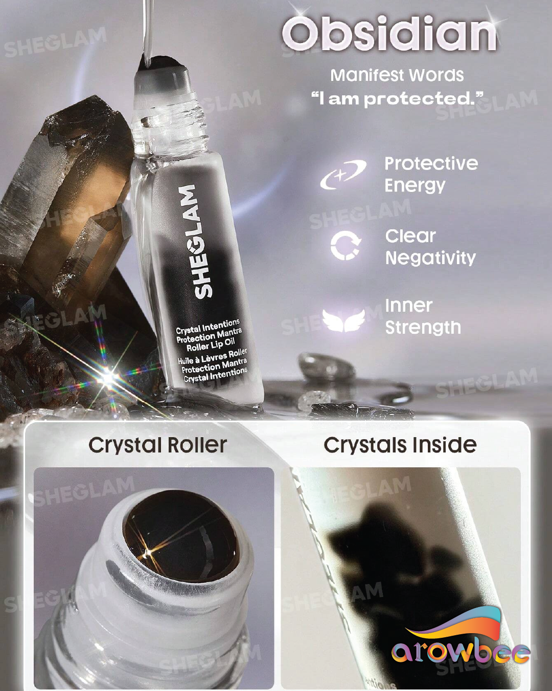 SHEGLAM Crystal Intentions Protection Mantra Roller Lip Oil