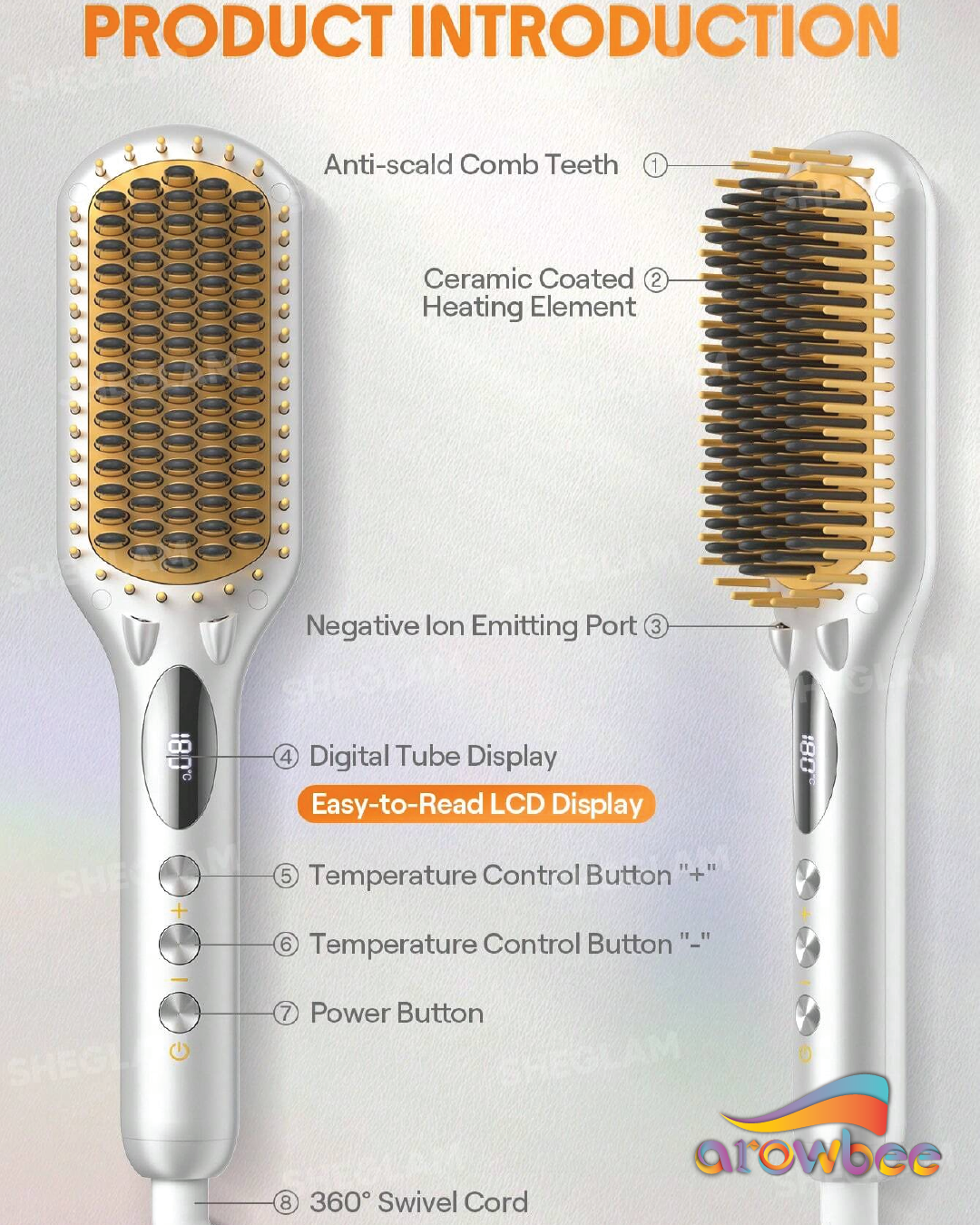 SHEGLAM HAIR Silver Yellow Sleek Chic Triple Grip Straightening Brush