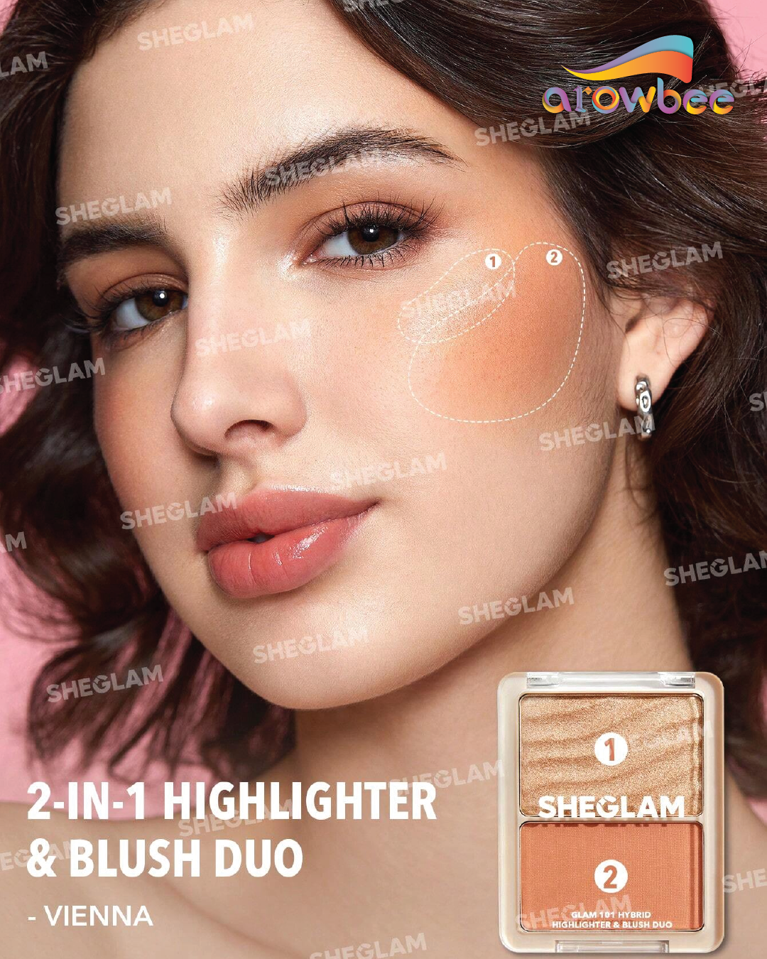 SHEGLAM Glam 101 Hybrid Highlighter & Blush Duo