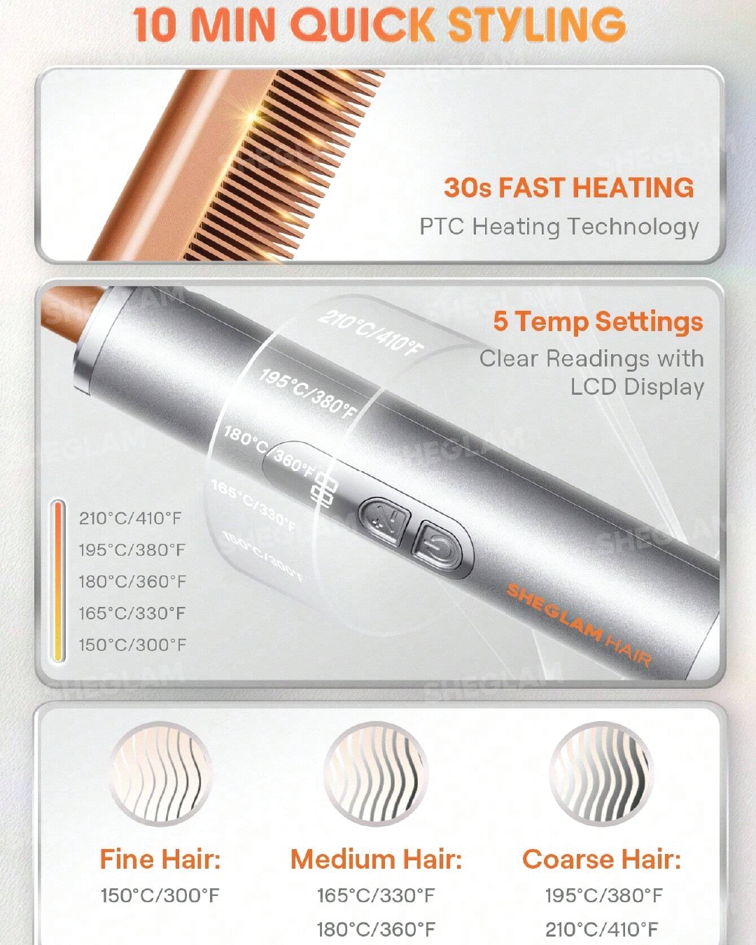 SHEGLAM HAIR Anti-Burn Hot Comb