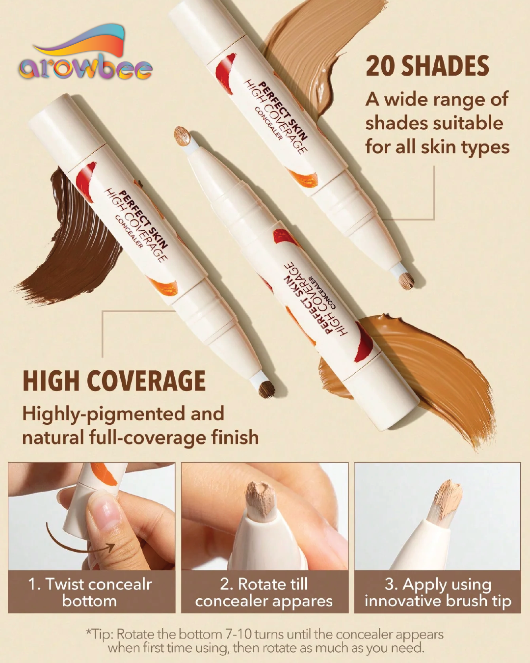 SHEGLAM Perfect Skin High Coverage Concealer – Arowbee