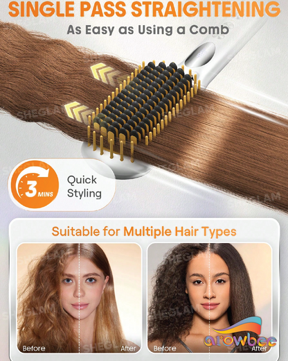 SHEGLAM HAIR Silver Yellow Sleek Chic Triple Grip Straightening Brush