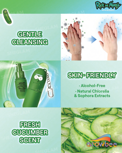 Rick and Morty X SHEGLAM Pickle Rick No-Rinse Hand Cleanser Spray