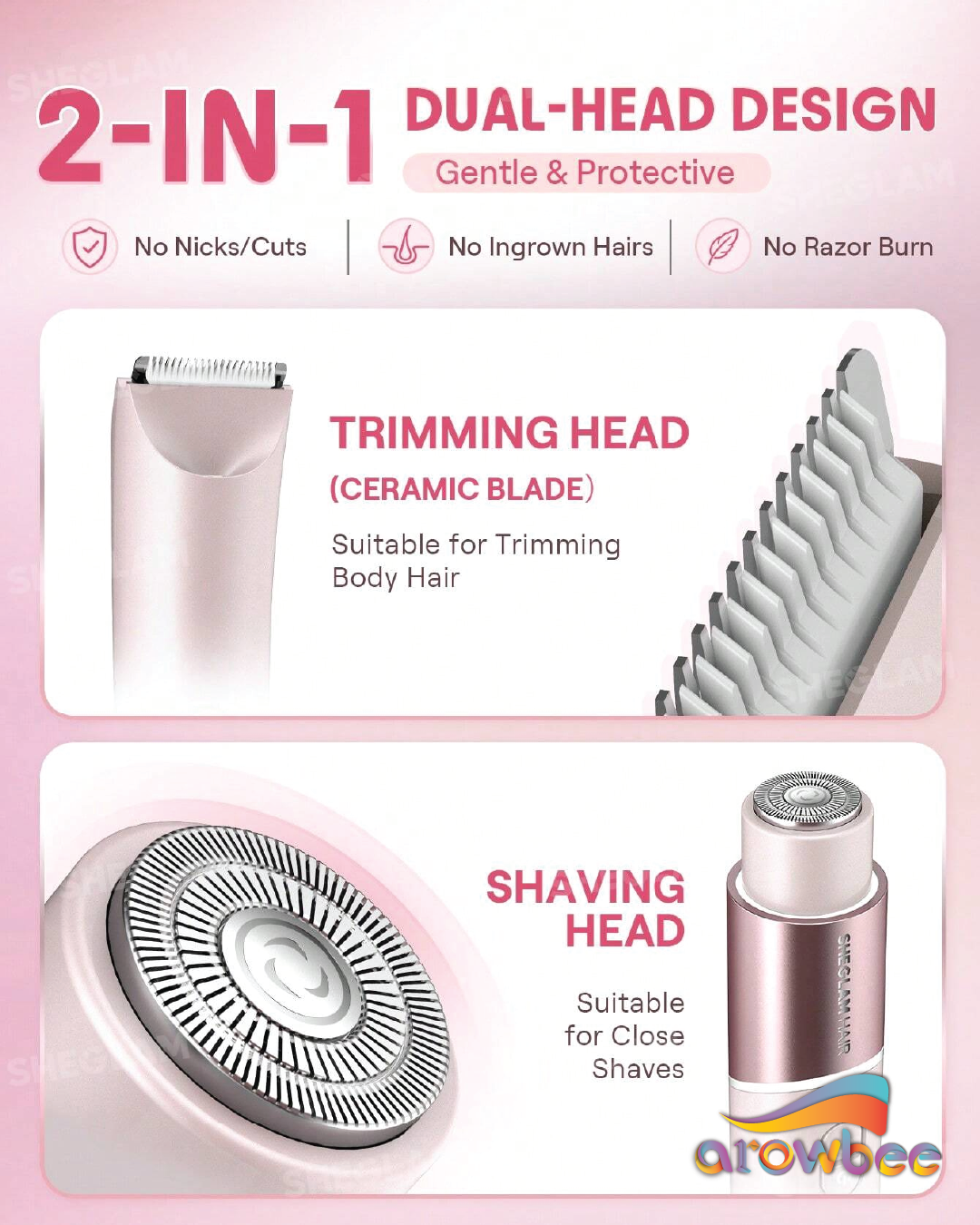 SHEGLAM HAIR Smooth Moves Dual-Head Electric Bikini Trimmer