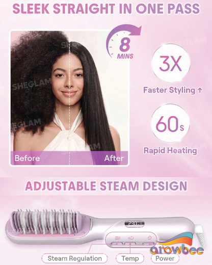 SHEGLAM HAIR Hydra Shot Steam Straightening Brush Pro