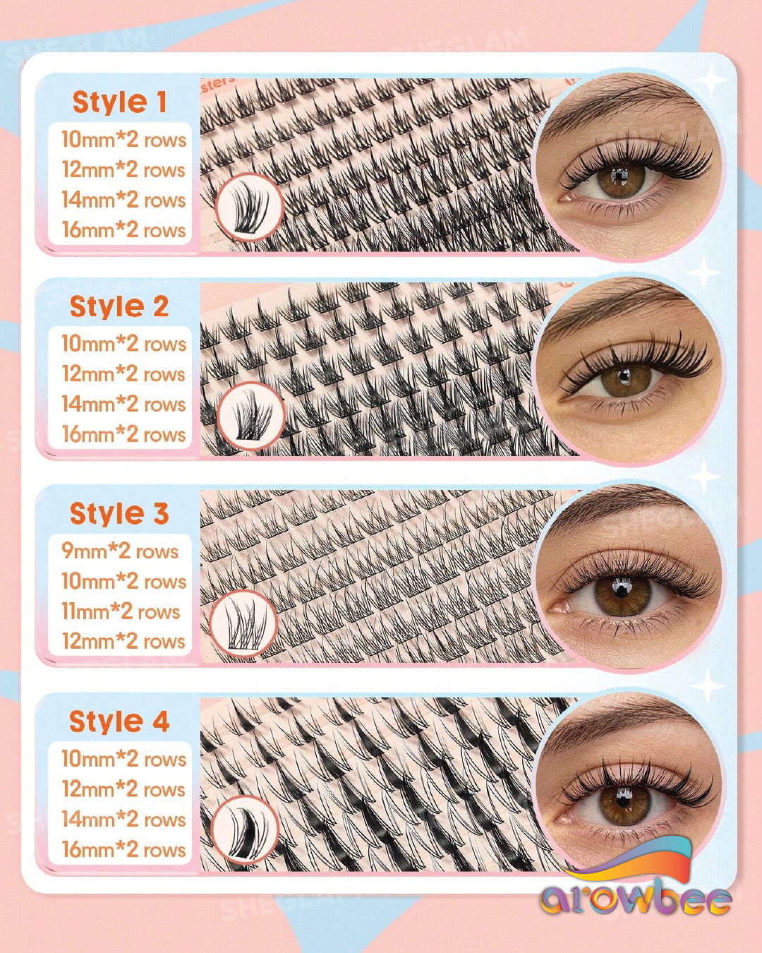 SHEGLAM Lash Pages Multi‑Style Hybrid Lash Clusters
