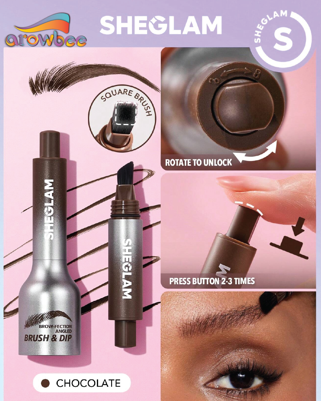 SHEGLAM Brow-Fection Angled Brush & Dip