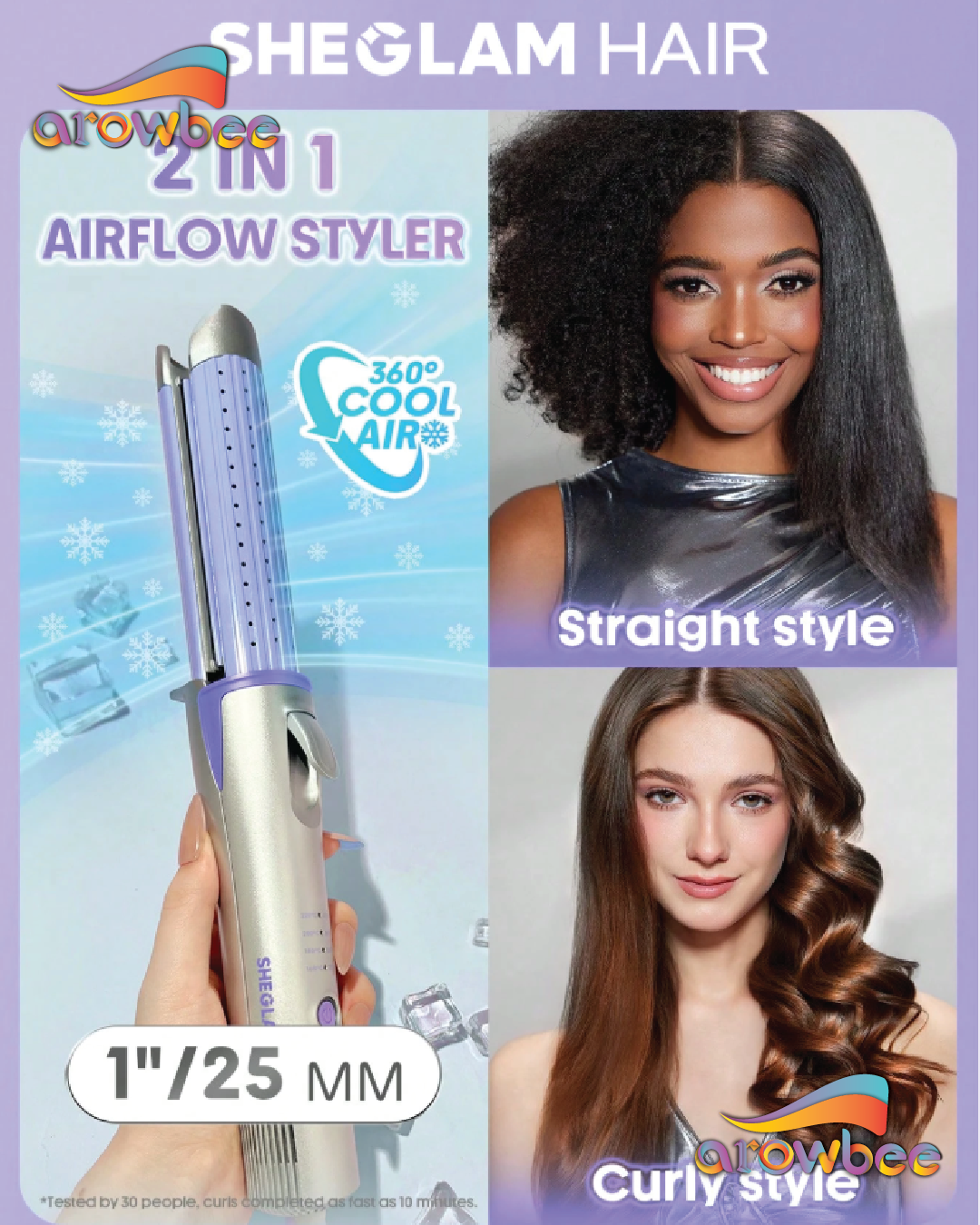 SHEGLAM HAIR Cool Lock Airflow Styler, 360° Airflow Styler Curling Iron