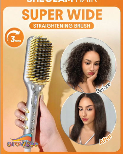 SHEGLAM HAIR Silver Yellow Sleek Chic Triple Grip Straightening Brush