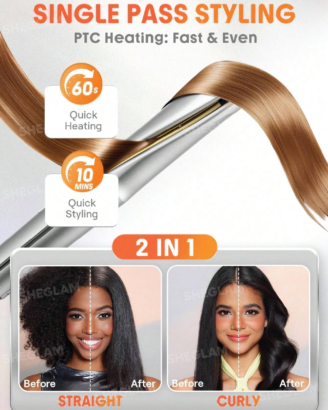 SHEGLAM HAIR Sleek Chic Twist Kiss Flat Iron