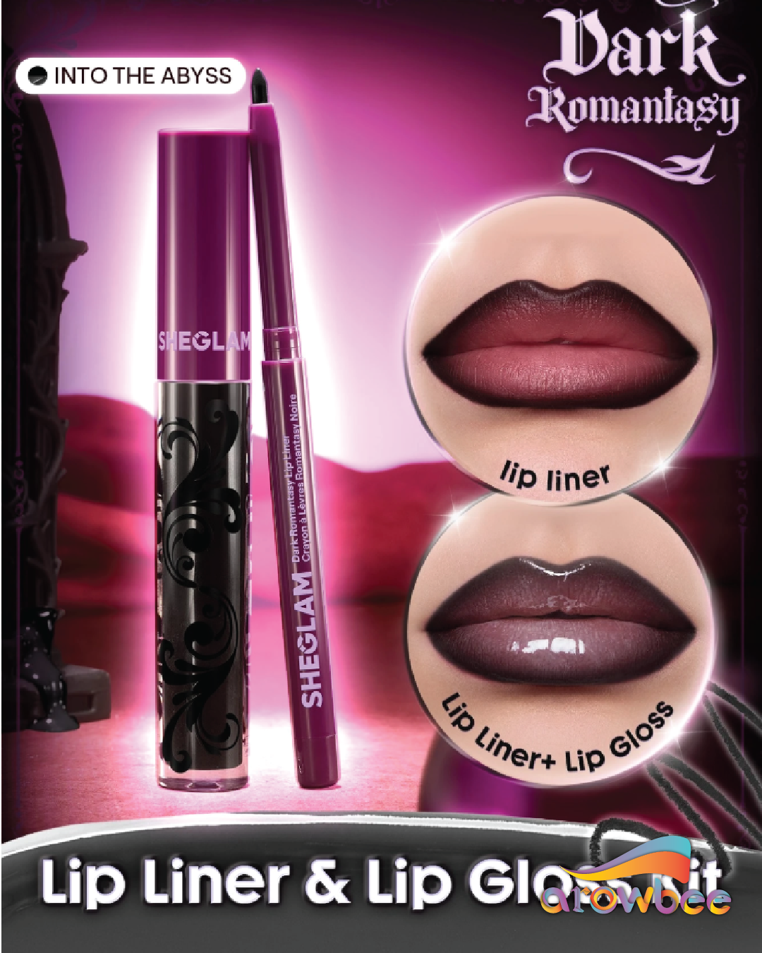 SHEGLAM Dark Romantasy Lip Liner + Lip Gloss Kit