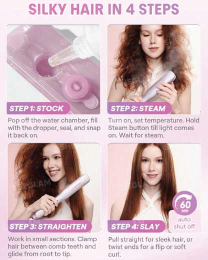 SHEGLAM HAIR Hydra Shot Steam Iron Pro, Straightener & Curler