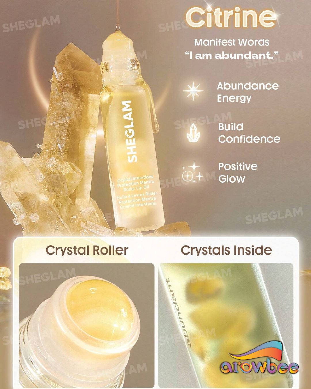 SHEGLAM Crystal Intentions Protection Mantra Roller Lip Oil