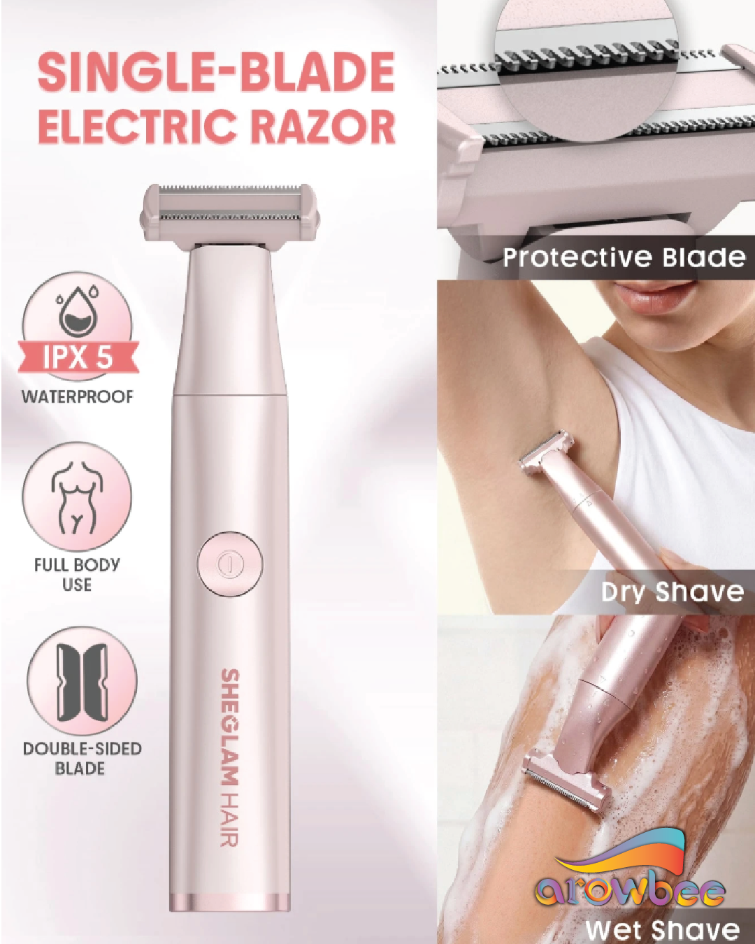 SHEGLAM HAIR Smooth Moves Single-Blade Electric Razor