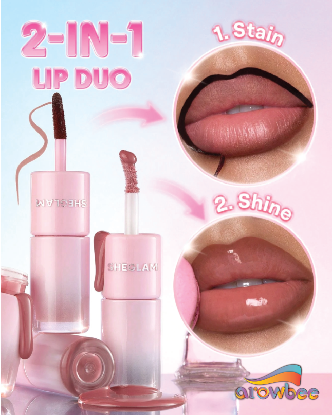 SHEGLAM Line To Shine Peel-Off Lip Stain & Gloss Duo
